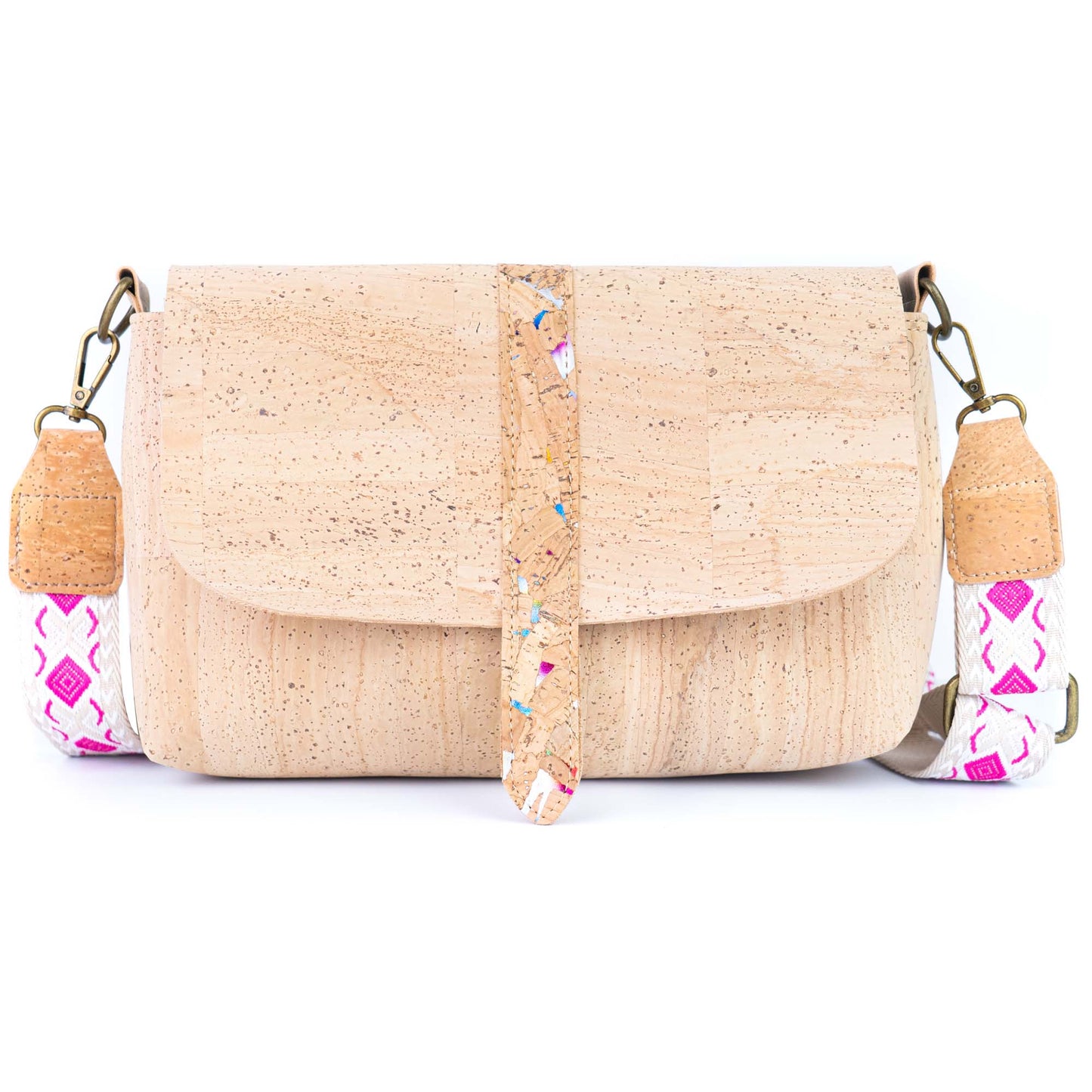 Cork Crossbody Bag with Interchangeable Strap | Natural Cork Shoulder Bag BAGP-366
