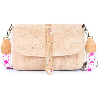 Cork Crossbody Bag with Interchangeable Strap | Natural Cork Shoulder Bag BAGP-366