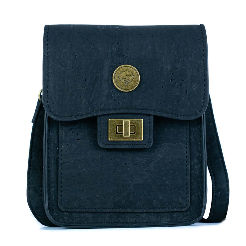 Cork Crossbody Phone Bag – Natural & Black Cork BAG-2360