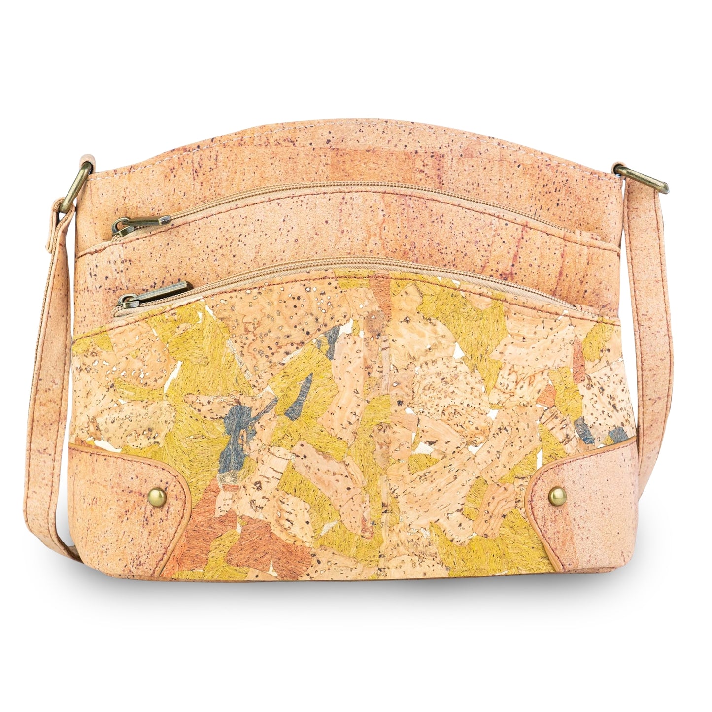 Natural Cork Multi-Pocket Crossbody Bag for Women – Vegan Shoulder Handbag BAG-2405