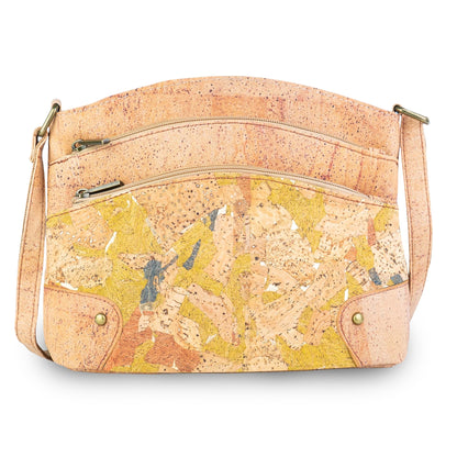 Natural Cork Multi-Pocket Crossbody Bag for Women – Vegan Shoulder Handbag BAG-2405