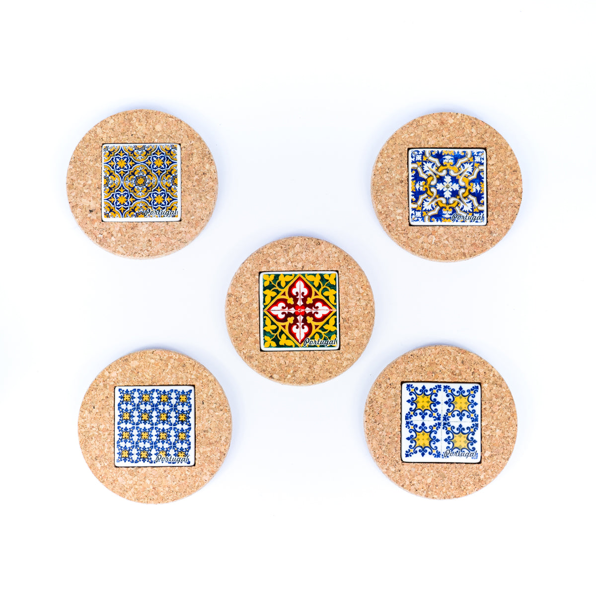 (5units)Vintage Cork and Ceramic Tile Coaster Cup Pad L-069