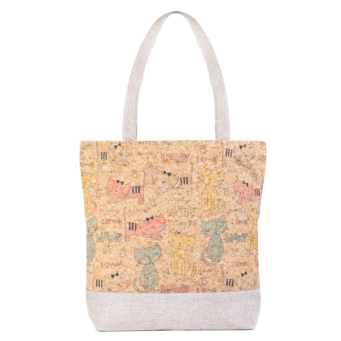 Printed Cork Tote Bag with Fabric Handles BAG-2382