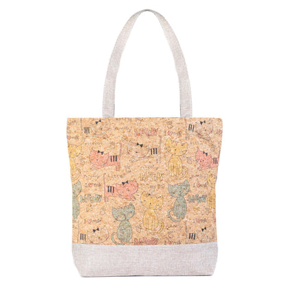 Printed Cork Tote Bag with Fabric Handles BAG-2382