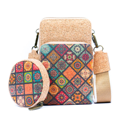 Natural Cork Women's Printed Double Layer Phone Pouch BAG-2312