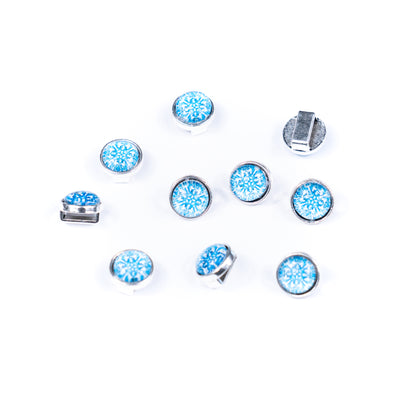 10 Pcs for 10mm flat leather, Multicolor beads slider Antique silver beads jewelry supplies jewelry findings    D-1-10-291