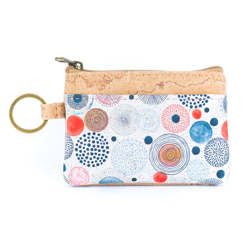 Small Cork Coin Purse with Key Ring – Floral Print Women&