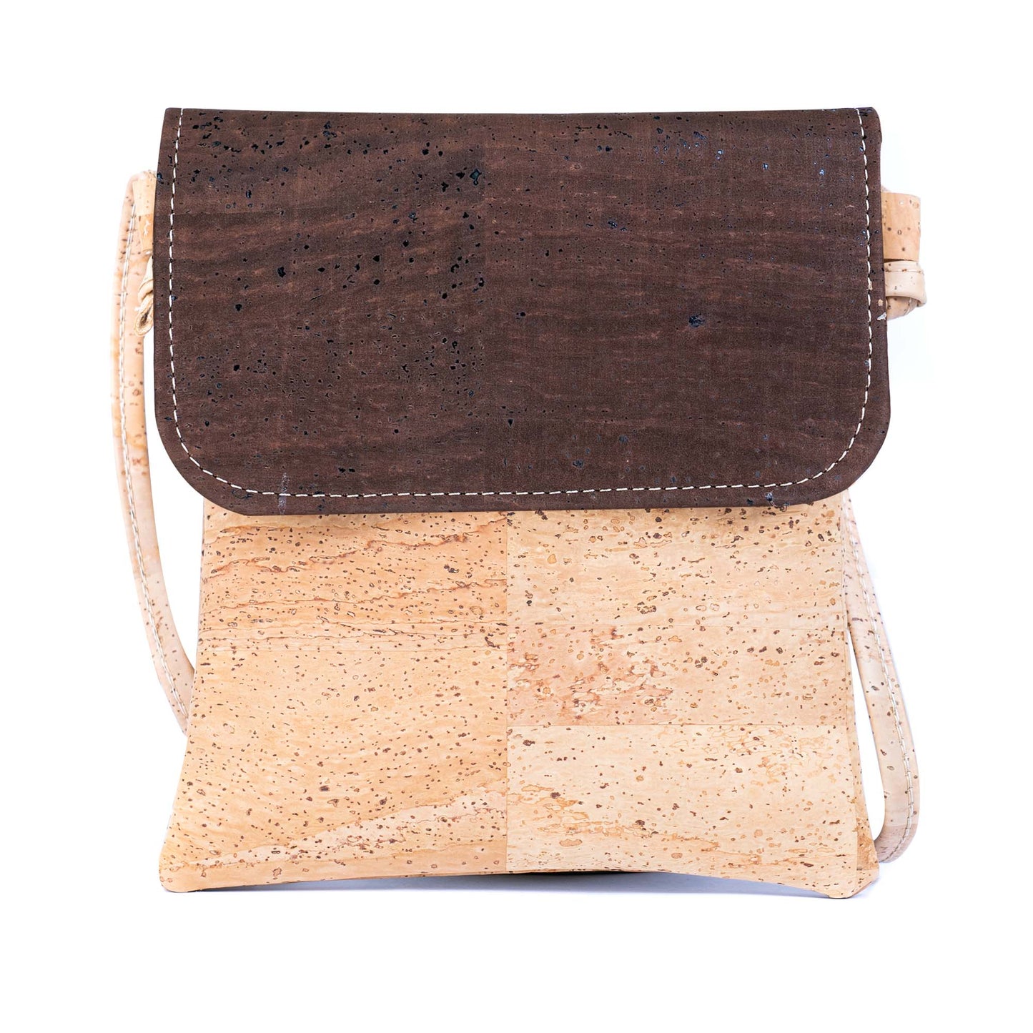 Eco-Friendly Cork Crossbody Bag with Flap Closure - Vegan Leather Shoulder Bag BAGP-344