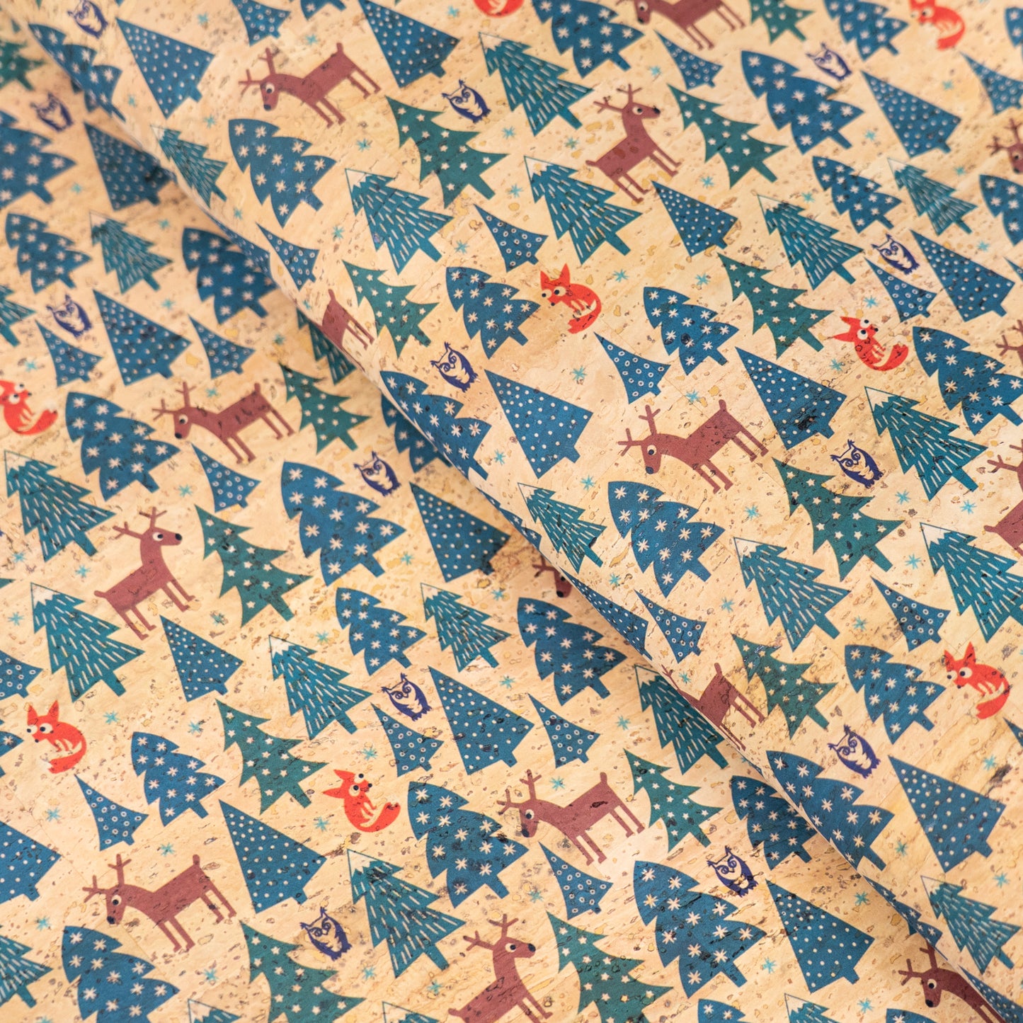 Holiday Special - Cute Doodle Christmas Cork Fabric COF-13