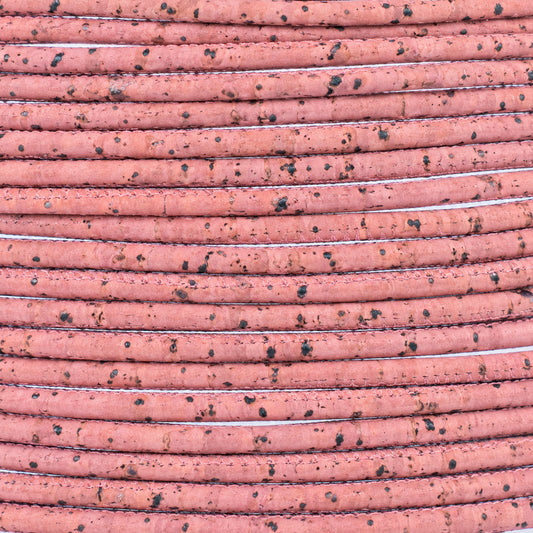 3mm Round Cork Cord - Salmon Pink - COR-377E (10 Meters)