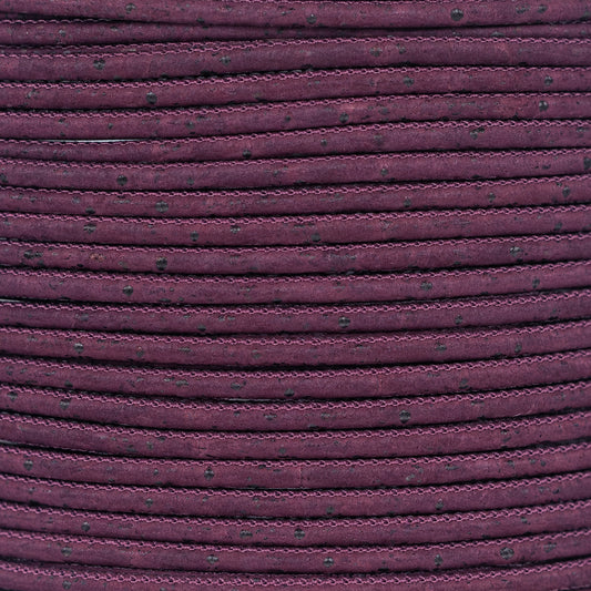 3mm Round Cork Cord - Deep Purple - COR-386D (10 Meters)
