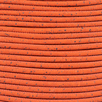 3mm Round Cork Cord - Orange - COR-542C (10 Meters)