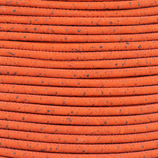 3mm Round Cork Cord - Orange - COR-542C (10 Meters)