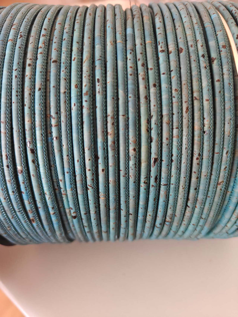 3mm Turquoise Green Round Cork CordCOR-648 (10 meters)
