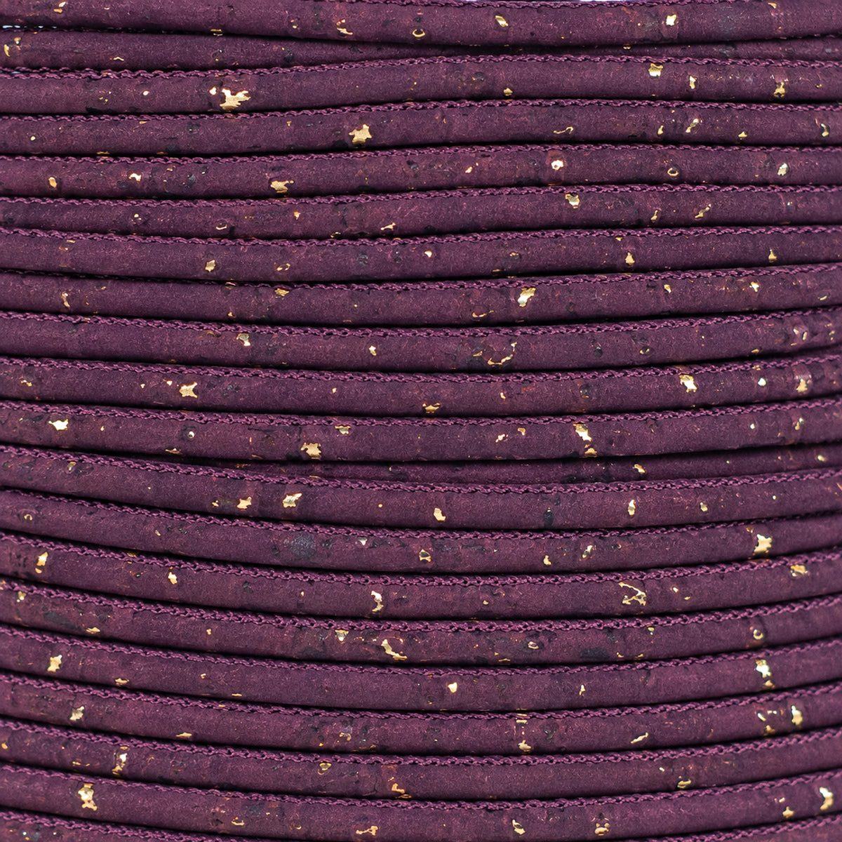 3mm Round Cork Cord - Deep Purple with Gold Flecks - COR-671 (10 Meters)