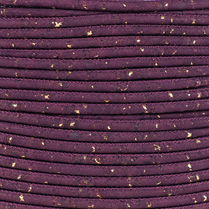 3mm Round Cork Cord - Deep Purple with Gold Flecks - COR-671 (10 Meters)