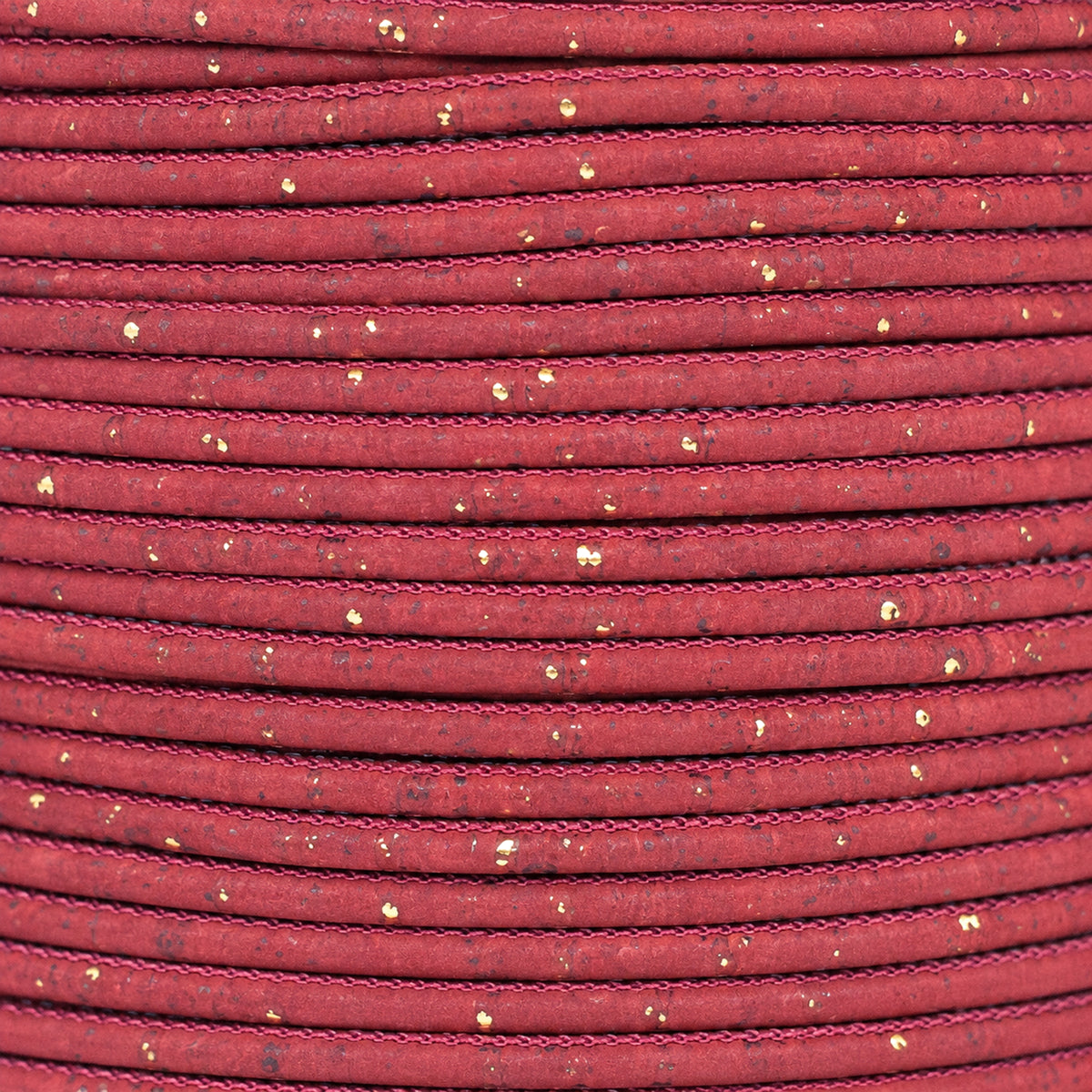 3mm Round Cork Cord - Red with Gold Flecks - COR-672 (10 Meters)