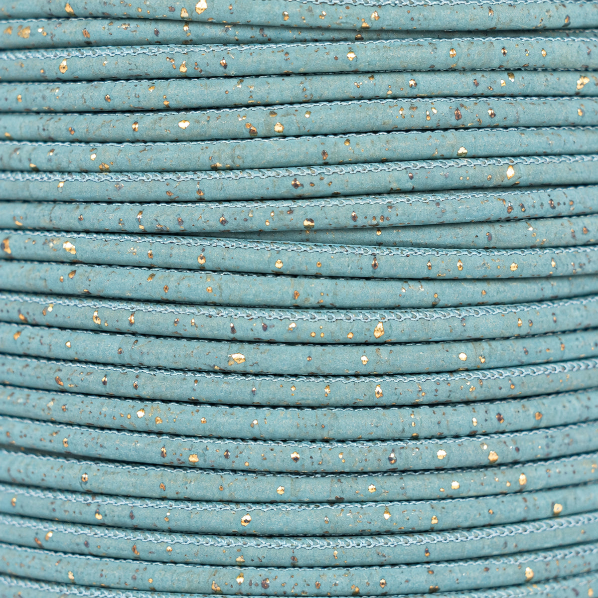 3mm Round Cork Cord - Light Blue with Gold Flecks - COR-673 (10 Meters)