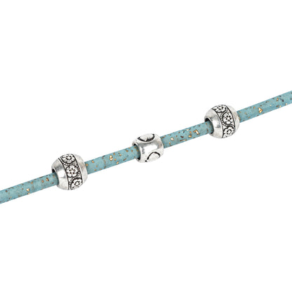 3mm Round Cork Cord - Light Blue with Gold Flecks - COR-673 (10 Meters)