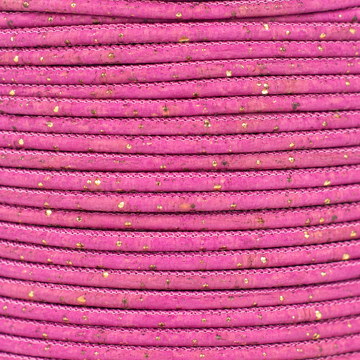 3mm Round Cork Cord - Fuchsia with Gold Flecks - COR-674 (10 Meters)