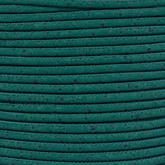 3mm Round Cork Cord - Dark Green - COR-675 (10 Meters)