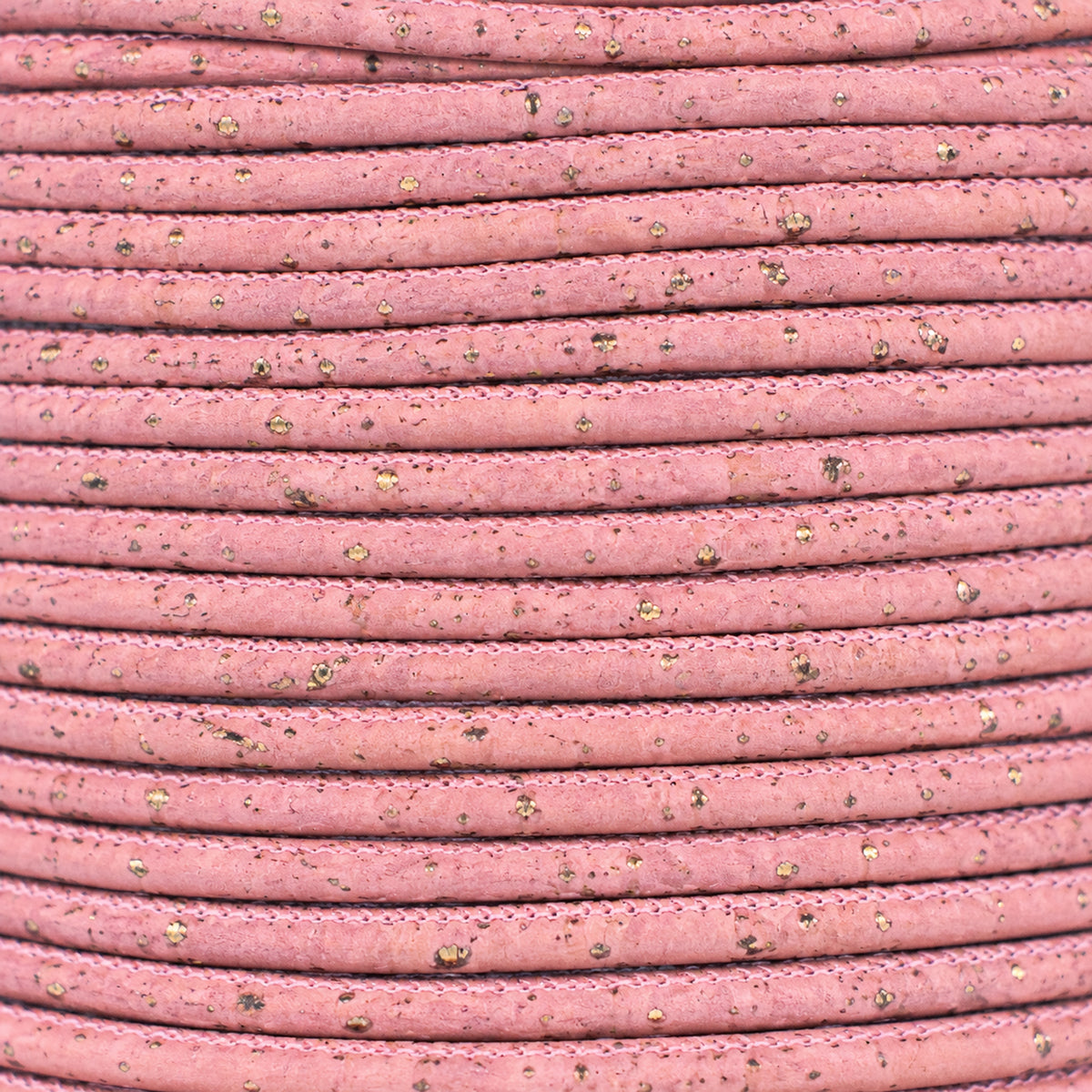 3mm Round Cork Cord - Pink with Gold Flecks - COR-676 (10 Meters)