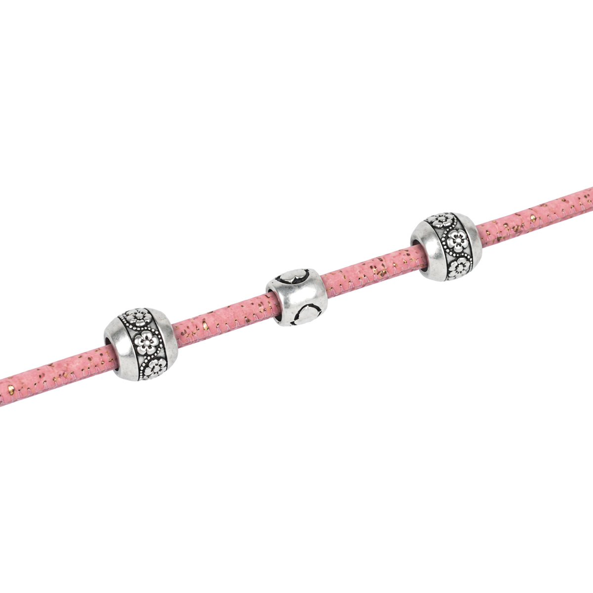 3mm Round Cork Cord - Pink with Gold Flecks - COR-676 (10 Meters)