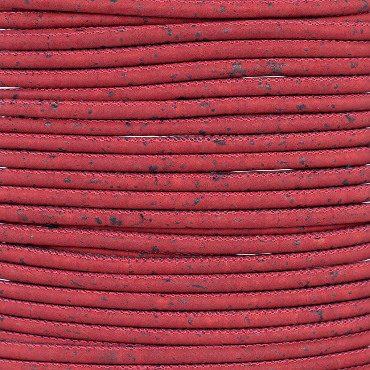 3mm Round Cork Cord - Red - COR-677 (10 Meters)