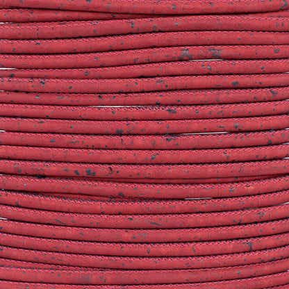 3mm Round Cork Cord - Red - COR-677 (10 Meters)