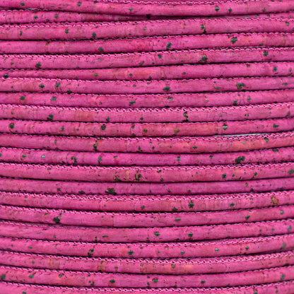 3mm Round Cork Cord - Fuchsia - COR-679 (10 Meters)