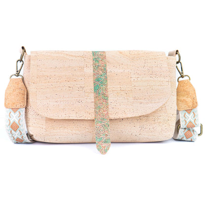 Cork Crossbody Bag with Interchangeable Strap | Natural Cork Shoulder Bag BAGP-366