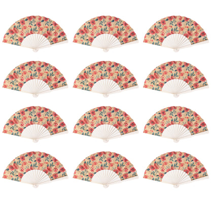 Cork Antique Wooden Folding Hand Fan  L-1197-12(12 Units)