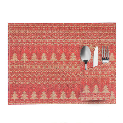 Christmas Cork Placemats and Cutlery Pockets Set – 8-Piece Pack (Limited Edition) L-1094