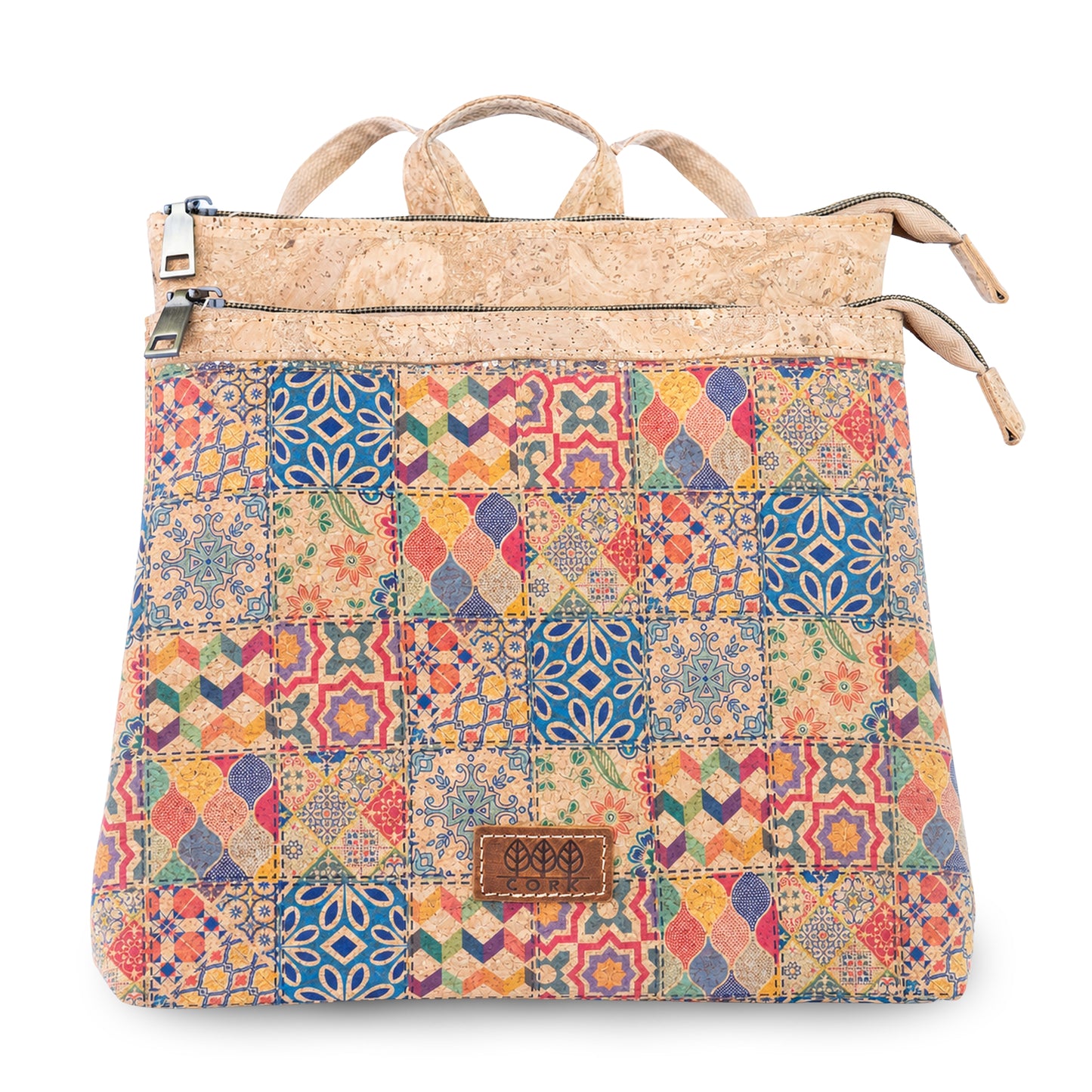 Natural Cork Backpack with Printed Front Panel BAGD-652