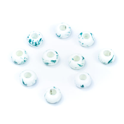 10pcs colourful and shiny ceramic beads, 5 different colours for 5mm cord D-5-5-261