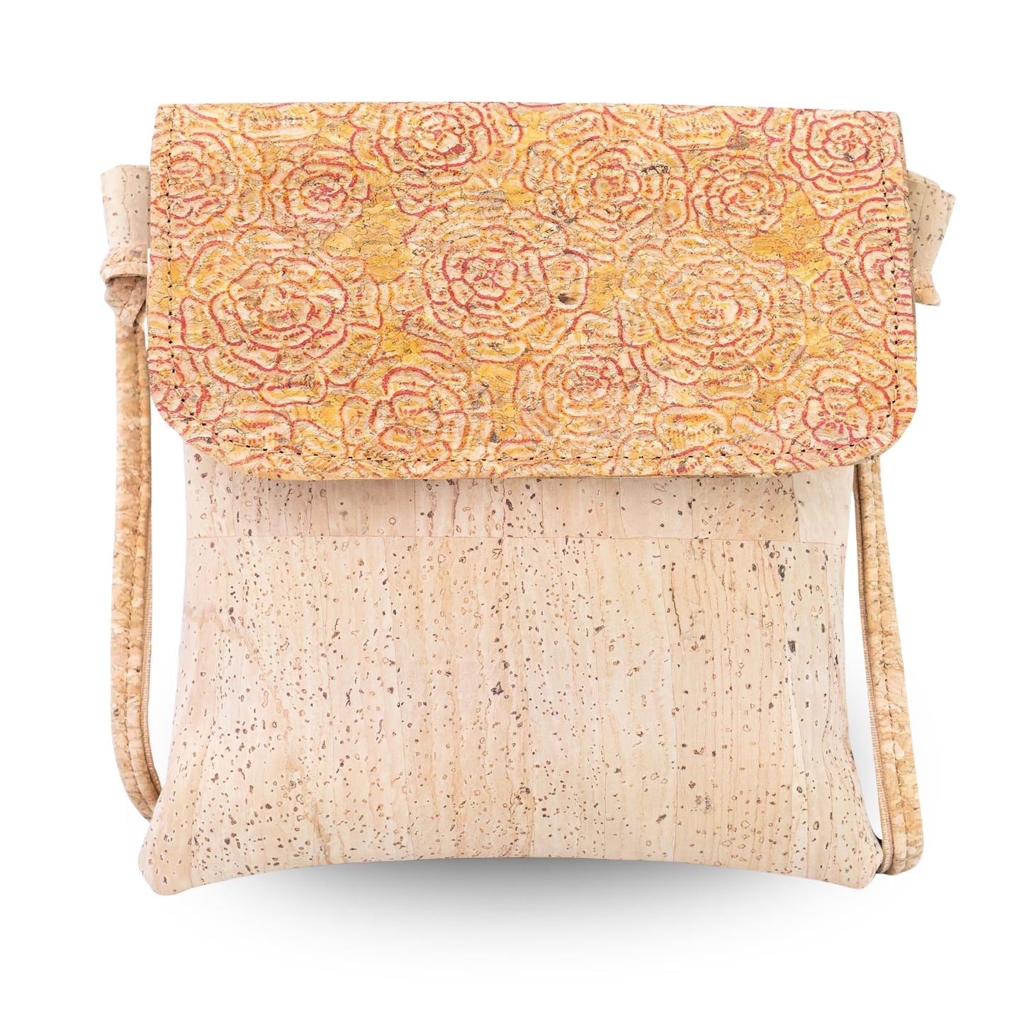 Printed Cork Crossbody Bag with Flap and Zip Closure BAGP-392