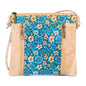 Floral White Print Cork Shoulder Bag with Zippered Pockets BAGP-019