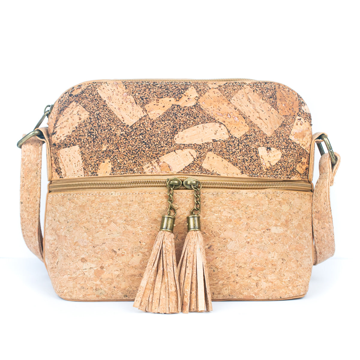 Tassel Zip Pocket Women's Natural Cork Crossbody Bag BAG-2291