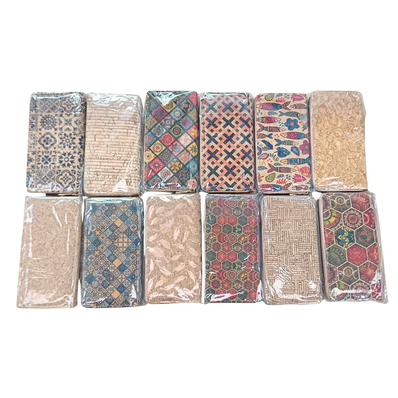 Natural cork with flower pattern zipper women wallet BAGD-589（12units）