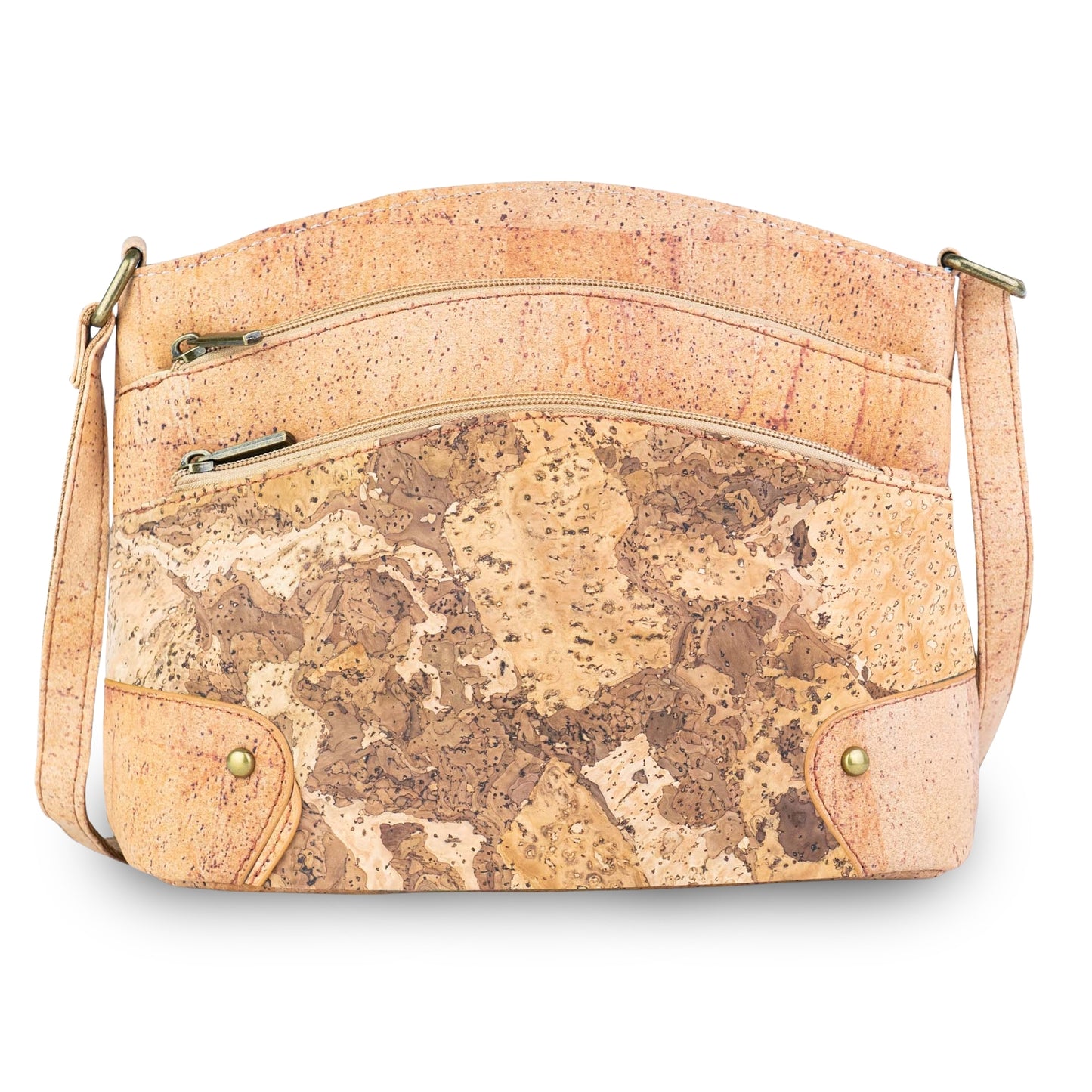 Natural Cork Multi-Pocket Crossbody Bag for Women – Vegan Shoulder Handbag BAG-2405