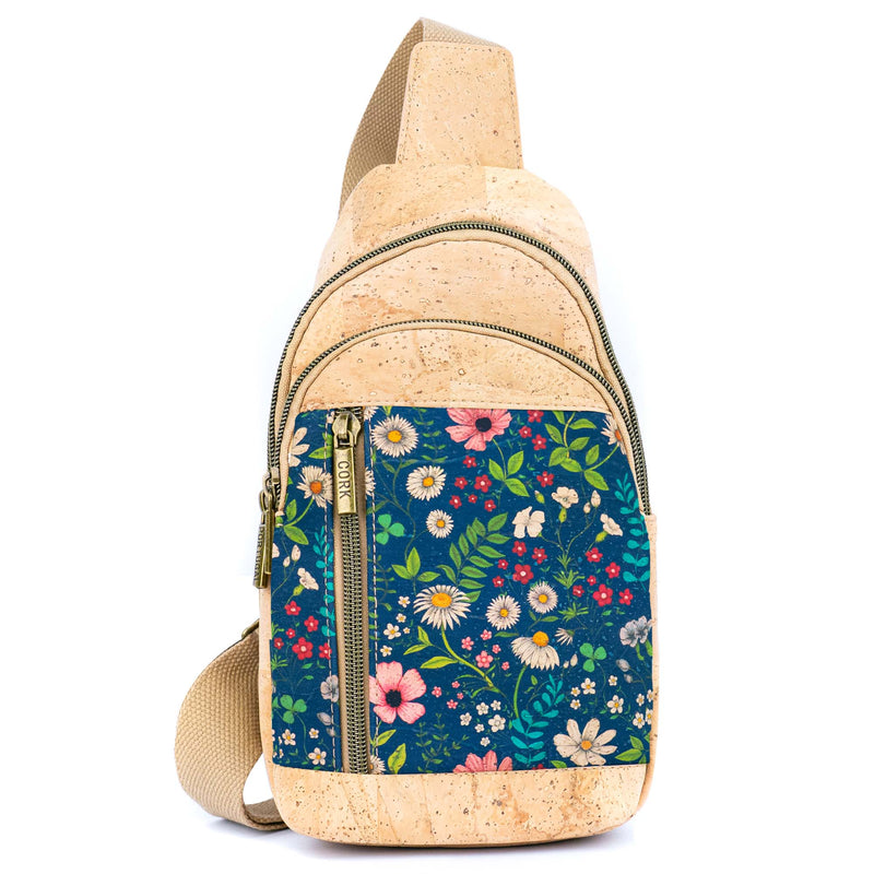 Cork Sling Bag with Adjustable Strap – Floral & Geometric Patterns BAG-2374