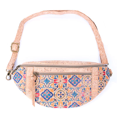 Eco-Friendly Natural Cork Fanny Pack Bag with Adjustable Strap and Printed Patterns BAGD-220