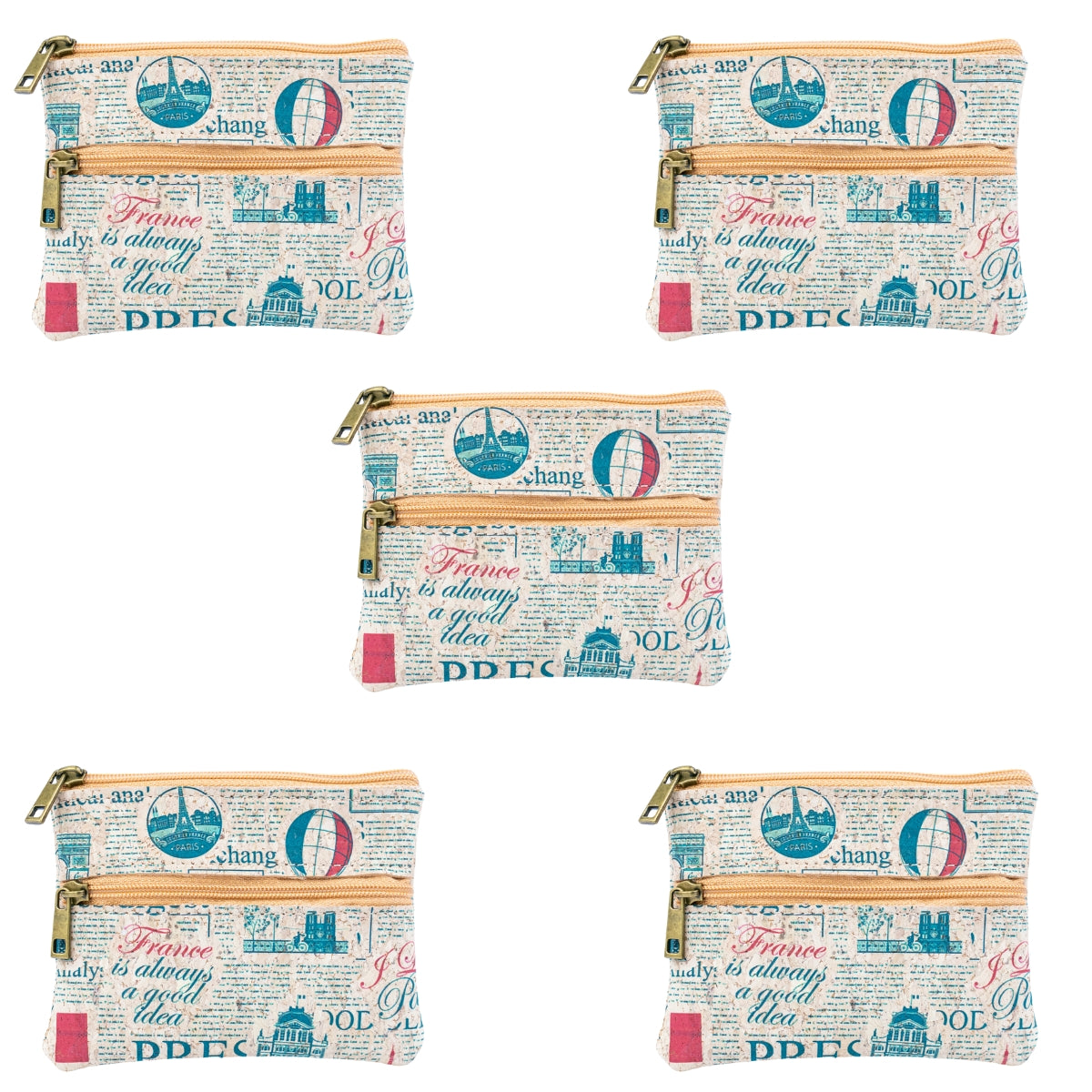 Dual Zip Cork Coin Purse BAGP-309(5units)