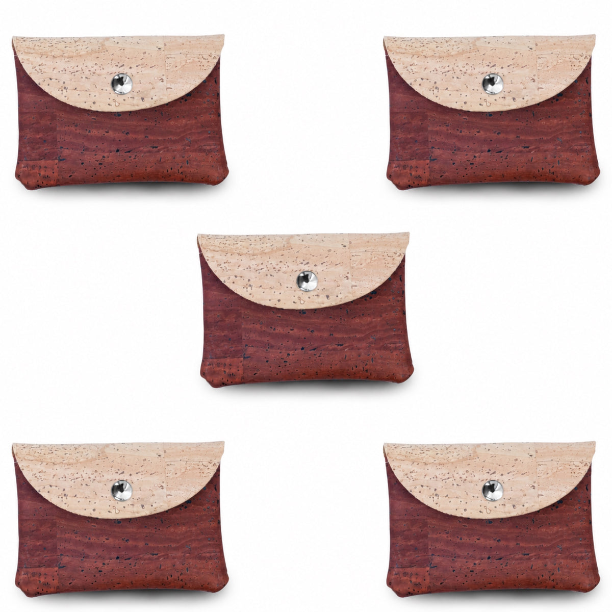 5pcs Natural Cork Coin Purses with Snap Closure BAGP-384