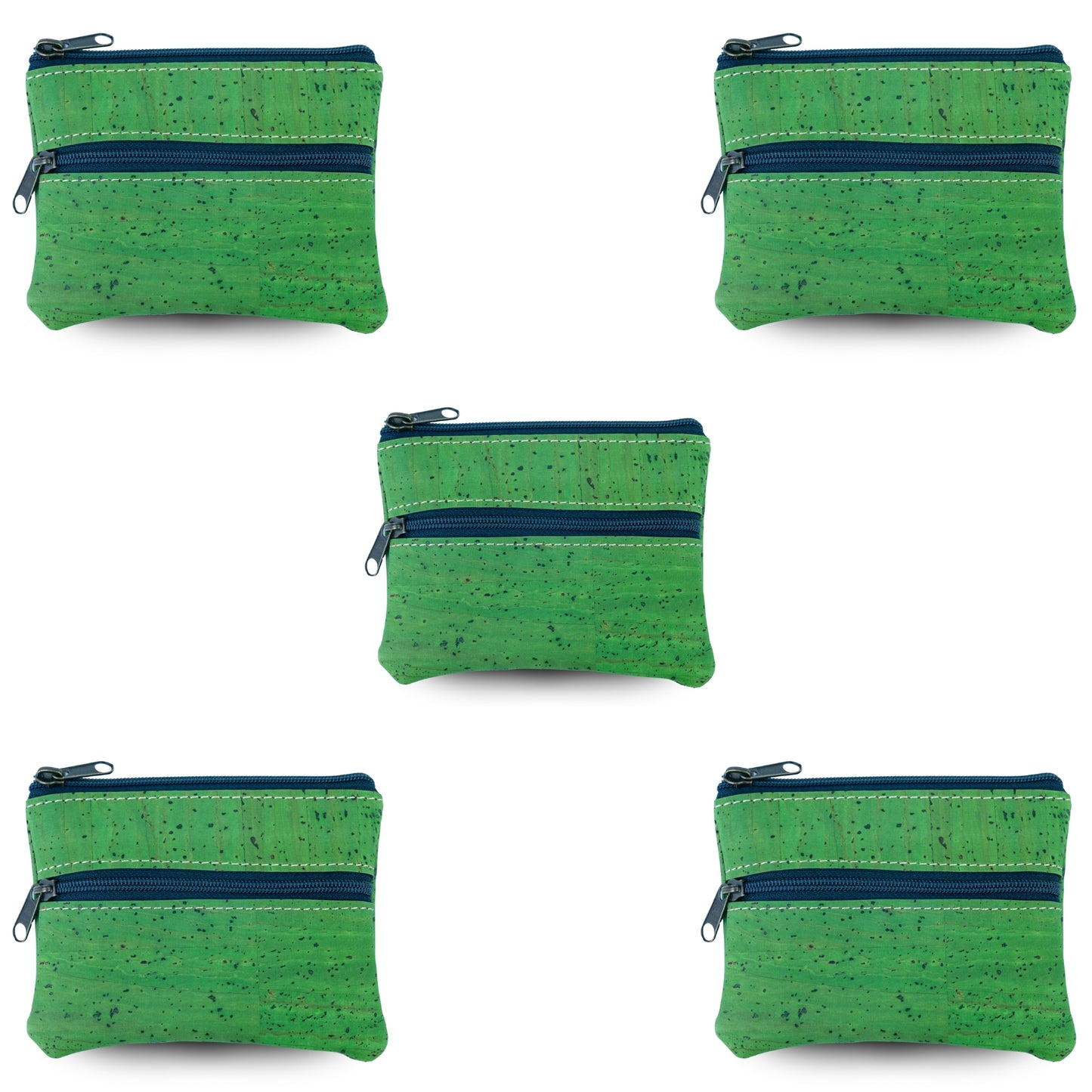 5pcs | Natural Cork Double-Zip Coin Purs BAGP-382