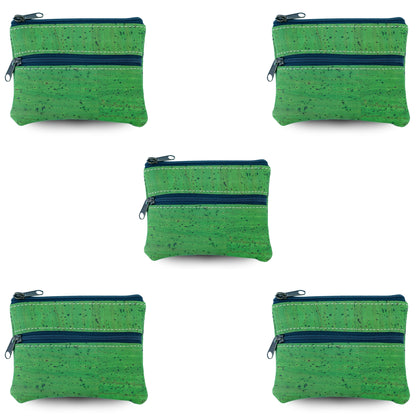 5pcs | Natural Cork Double-Zip Coin Purs BAGP-382