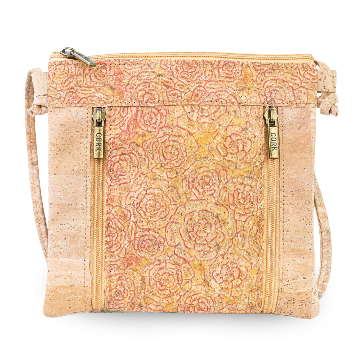 Slim Cork Crossbody Bag with Three Zipped Compartments BAGP-394