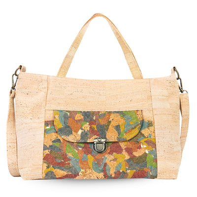 Natural Cork Handbag | Vegan Shoulder Bag with Front Pocket BAGP-317