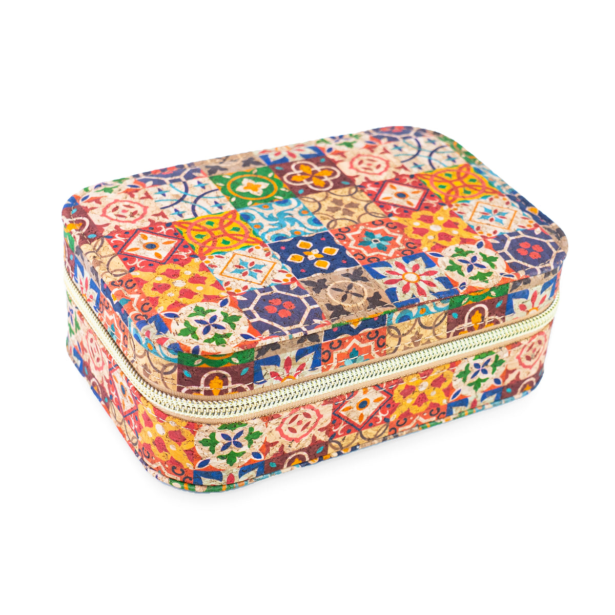 Rectangular Tile Cork Jewelry Box with Mirror L-1225