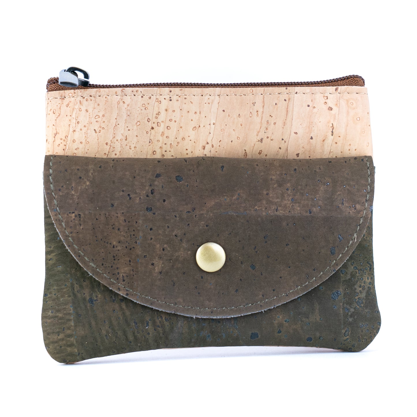 Compact Cork Coin Purse with Snap Pocket with Key Ring BAG-2355